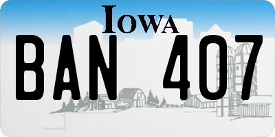 IA license plate BAN407
