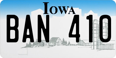 IA license plate BAN410