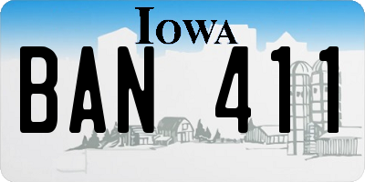 IA license plate BAN411