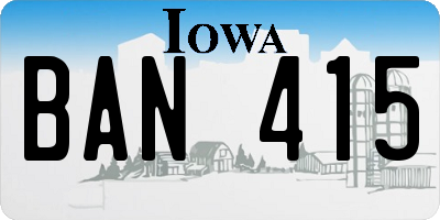 IA license plate BAN415