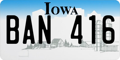 IA license plate BAN416