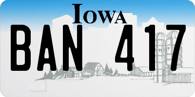IA license plate BAN417