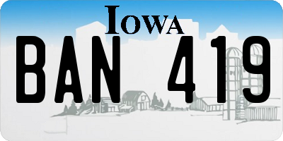 IA license plate BAN419