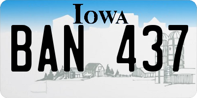 IA license plate BAN437