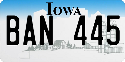 IA license plate BAN445