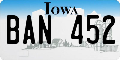 IA license plate BAN452