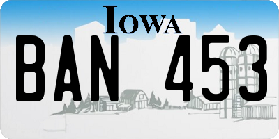 IA license plate BAN453