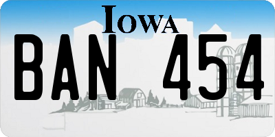 IA license plate BAN454
