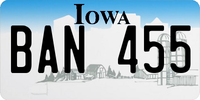 IA license plate BAN455