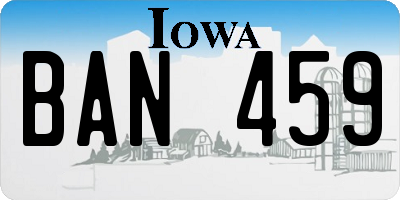 IA license plate BAN459