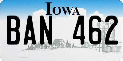 IA license plate BAN462