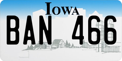 IA license plate BAN466