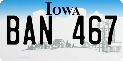 IA license plate BAN467