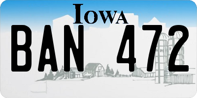 IA license plate BAN472