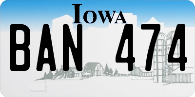 IA license plate BAN474