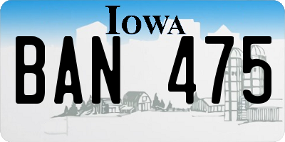 IA license plate BAN475