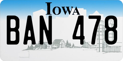 IA license plate BAN478