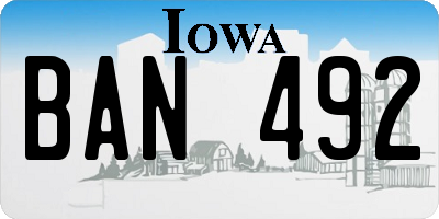 IA license plate BAN492