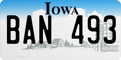 IA license plate BAN493
