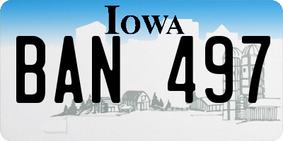 IA license plate BAN497