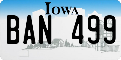 IA license plate BAN499