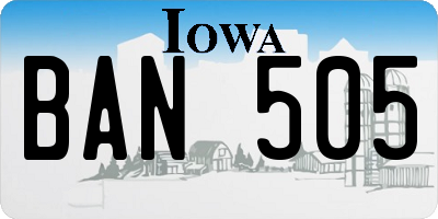 IA license plate BAN505