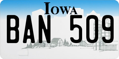 IA license plate BAN509