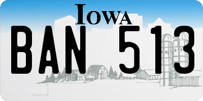 IA license plate BAN513