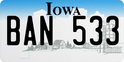 IA license plate BAN533