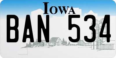 IA license plate BAN534