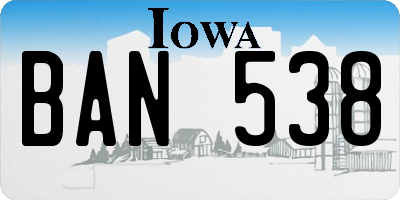 IA license plate BAN538