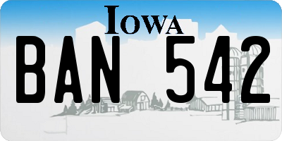 IA license plate BAN542