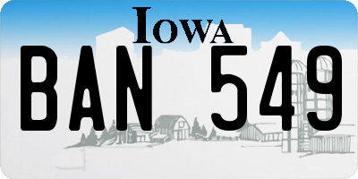 IA license plate BAN549