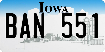 IA license plate BAN551