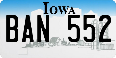 IA license plate BAN552