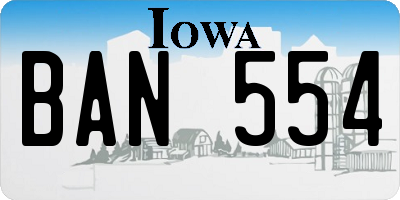 IA license plate BAN554