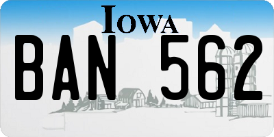 IA license plate BAN562