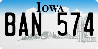 IA license plate BAN574