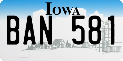 IA license plate BAN581