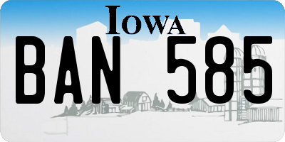 IA license plate BAN585