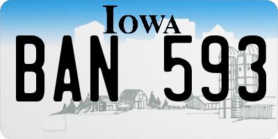 IA license plate BAN593