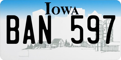 IA license plate BAN597