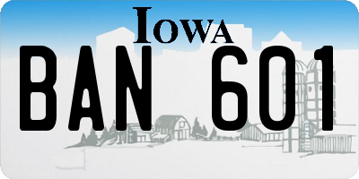 IA license plate BAN601