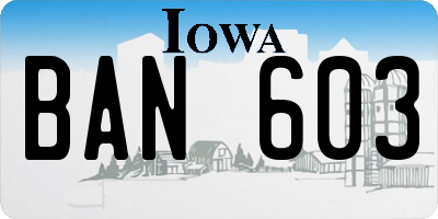 IA license plate BAN603