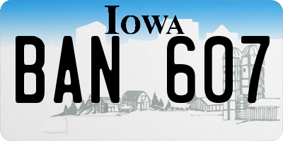 IA license plate BAN607