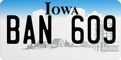 IA license plate BAN609