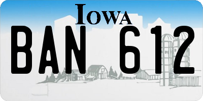 IA license plate BAN612