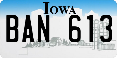 IA license plate BAN613
