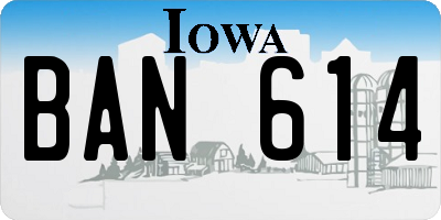 IA license plate BAN614