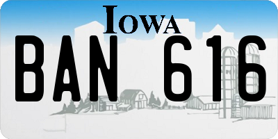 IA license plate BAN616